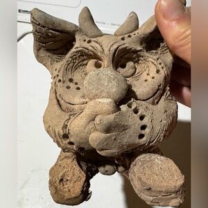 Whimsical Clay Troll Sculpture